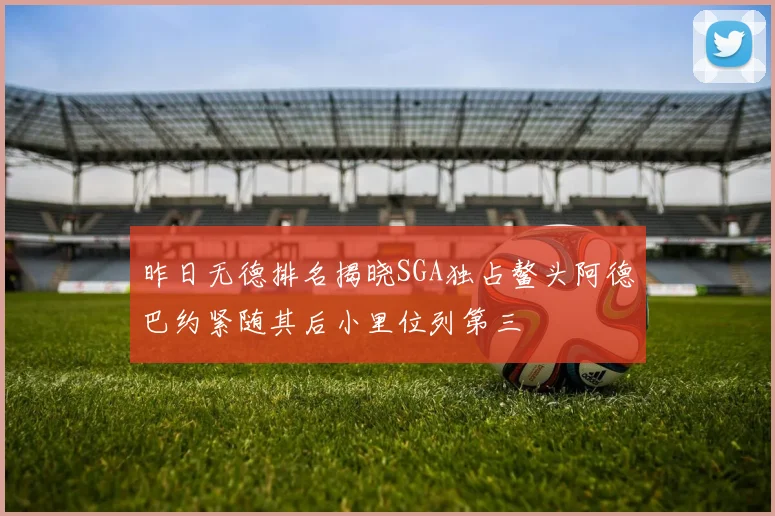 昨日无德排名揭晓SGA独占鳌头阿德巴约紧随其后小里位列第三